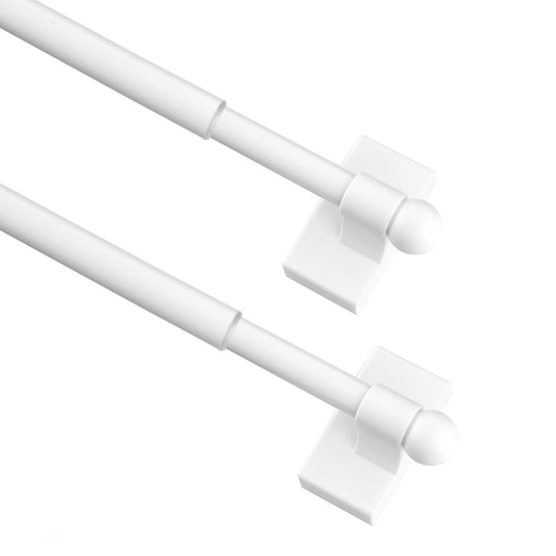 WL.Rocaille Magnetic Curtain Rods for Metal Doors, Windows, Refrigerator 9 to 16 Inch/2 Pack/Easy Installation French Door Curtains Bar, Multi-Useful (White, 2pack) - Image 2
